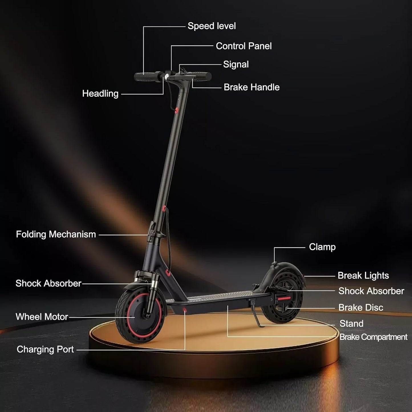 TMAX 10inch Electric Scooter 500W 22MPH Adult APP Smart Scooter Shock-absorbing Anti-skid Folding Electric Scooter