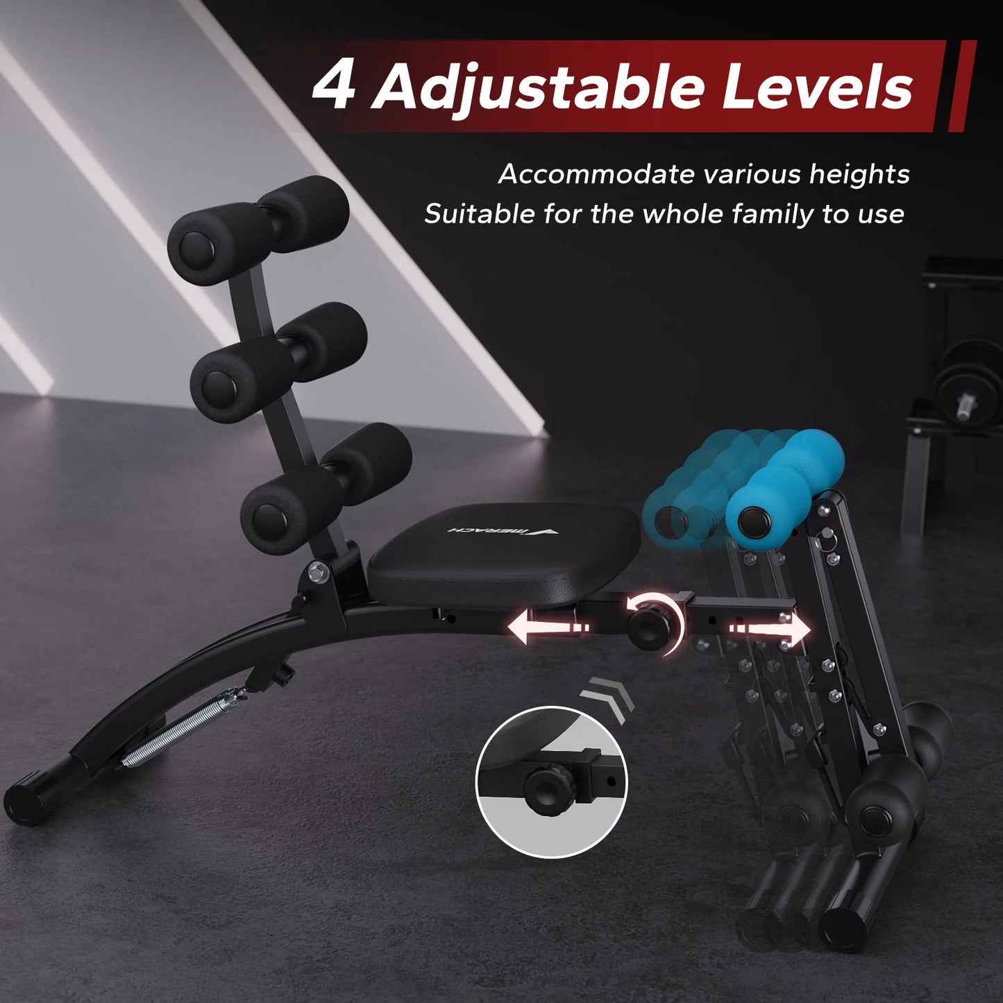 Ab Machine Multi-Functional Adjustable Ab Trainer Workout Bench for Home Gym Sit Up Machine for Abdominal Exercise Chair