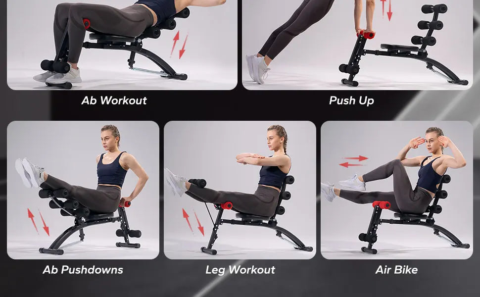 Ab Machine Multi-Functional Adjustable Ab Trainer Workout Bench for Home Gym Sit Up Machine for Abdominal Exercise Chair