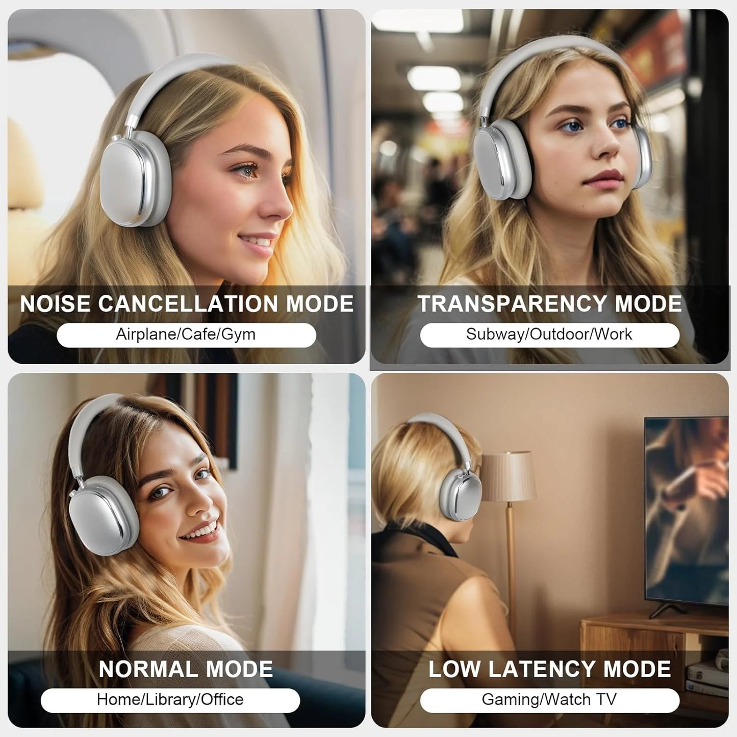 T-fun NC95 Bluetooth Hybrid Active Noise Cancelling Headphones, Built-in Mic, 65H Playtime, App Control, Hi-Res Audio