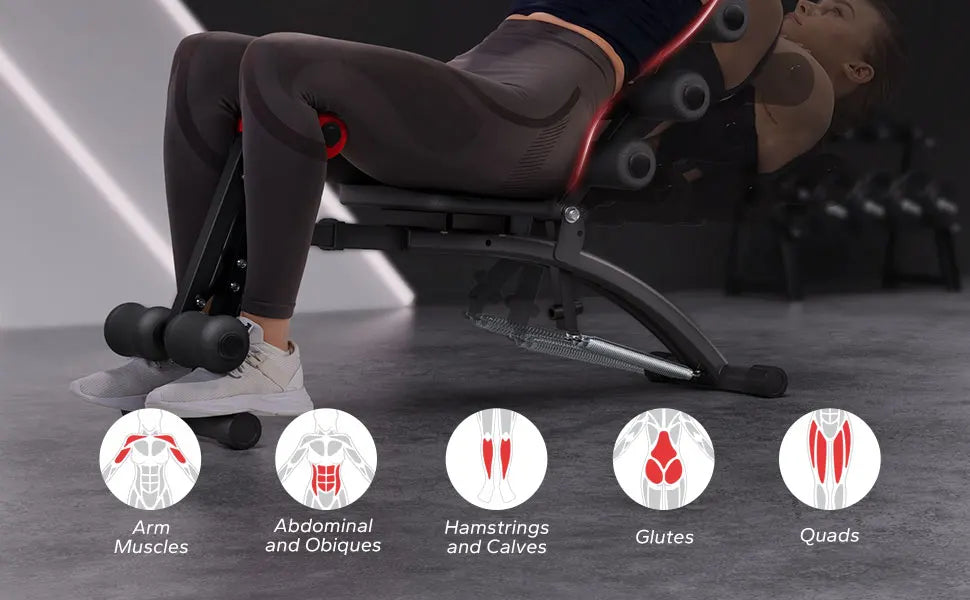 Ab Machine Multi-Functional Adjustable Ab Trainer Workout Bench for Home Gym Sit Up Machine for Abdominal Exercise Chair