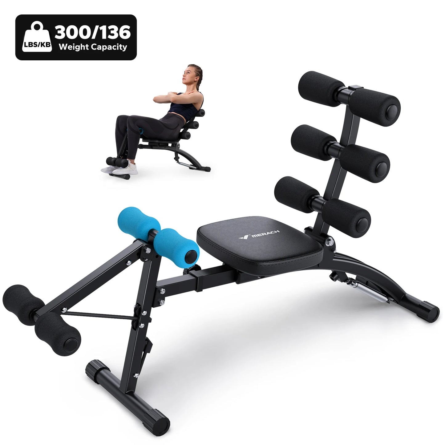 Ab Machine Multi-Functional Adjustable Ab Trainer Workout Bench for Home Gym Sit Up Machine for Abdominal Exercise Chair