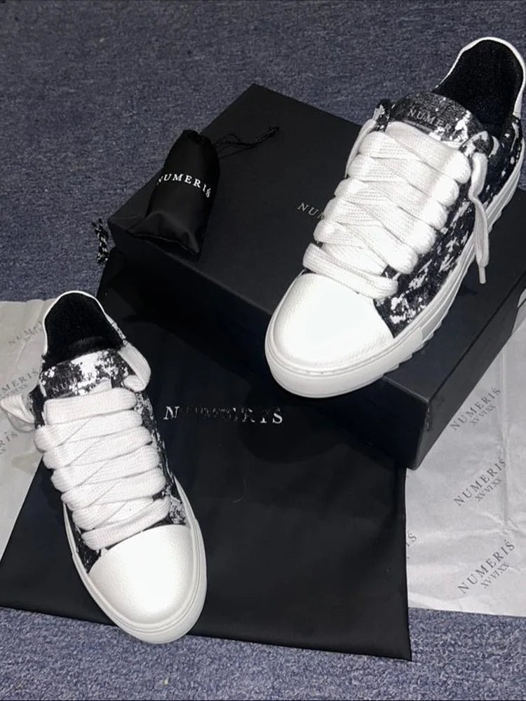 Faionable Low-Top Numeris Sneakers Heightening Casual Sports White Board oes for Couples Lightweight Rubber Outsole
