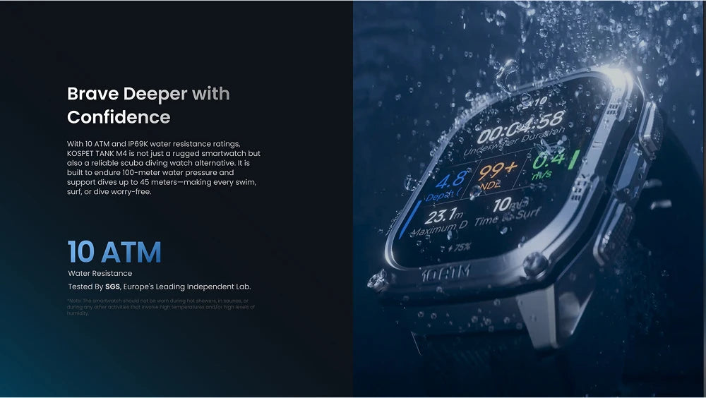 Tank M4 Smart Watch Stainless Steel 6-Sat GPS Offline Maps 10ATM Waterproof 45M Dive 24/7 Health Monitor for Android iOS