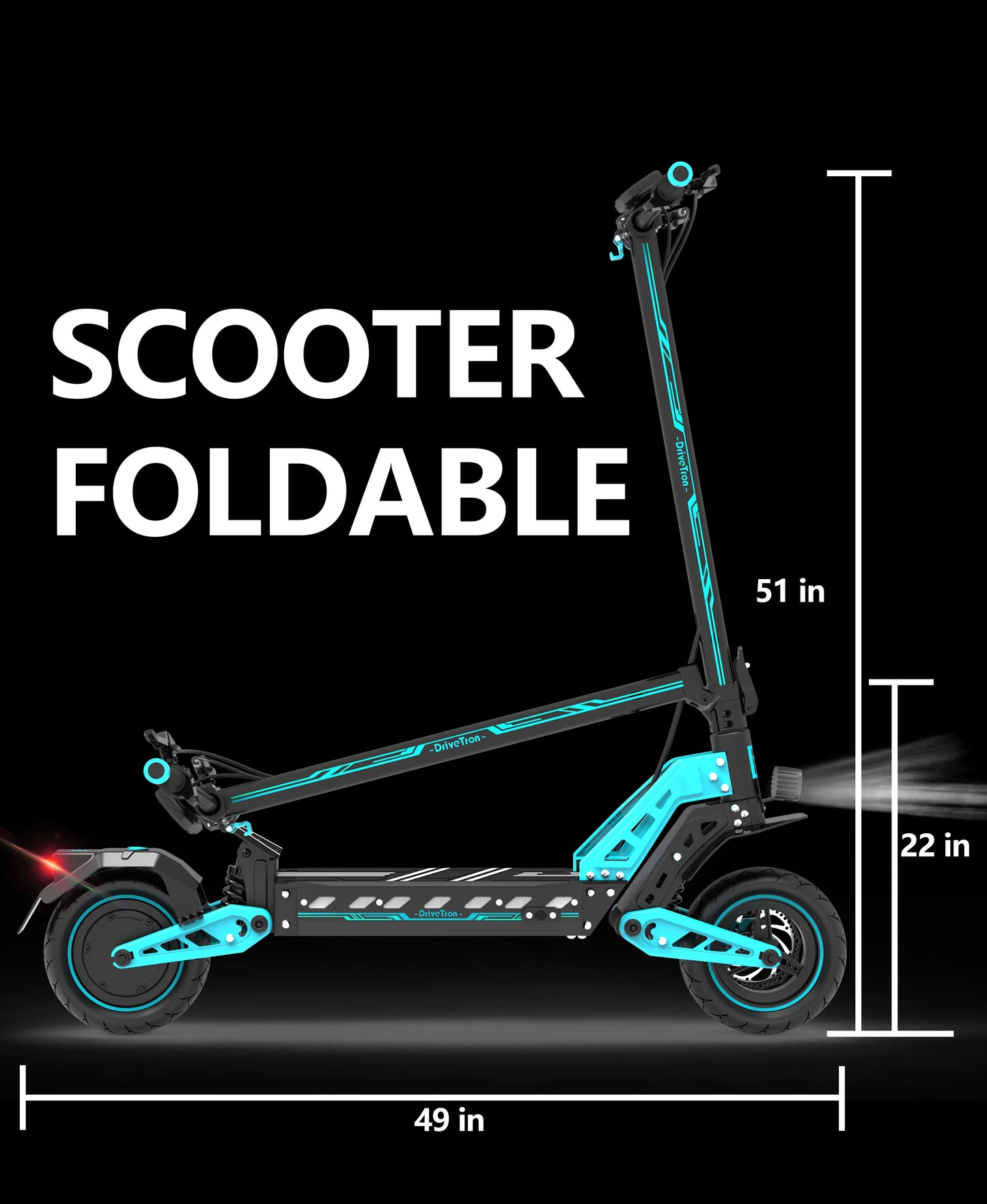 DriveTron 31mph 50kmh Double Absorber Brake Powerful Off-road Adult Big 48V 10inch Tires Adult Electric Scooter