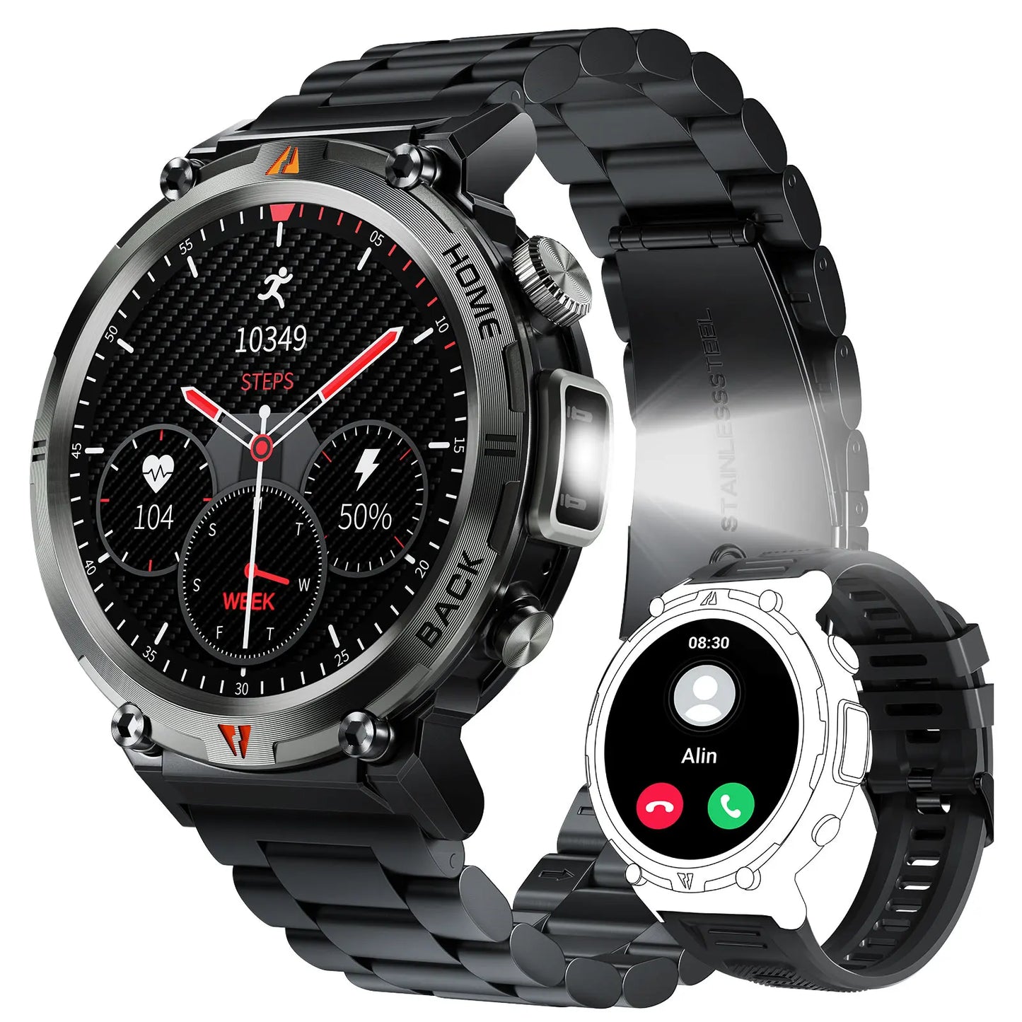 KE3 2025 New Bluetooth Call smartwatch for men Full Touch Screen With Health Monitor heart rate Flashlight Smart watch