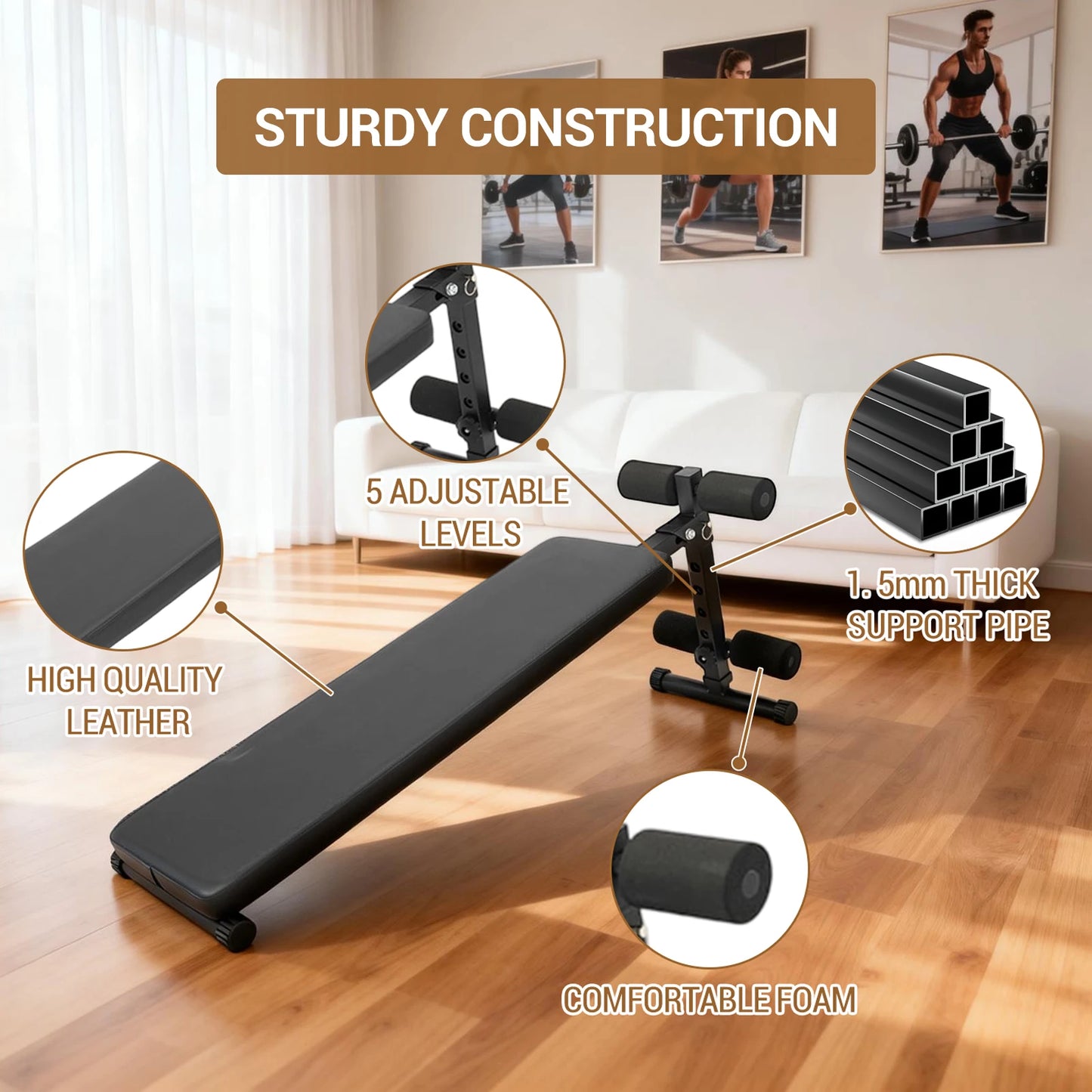 Sit-Up Bench, Folding Adjustable Workout Bench for Ab Exercise,Easy Assembled,Weight Capacity 220 LBS for Home Gym Exercise