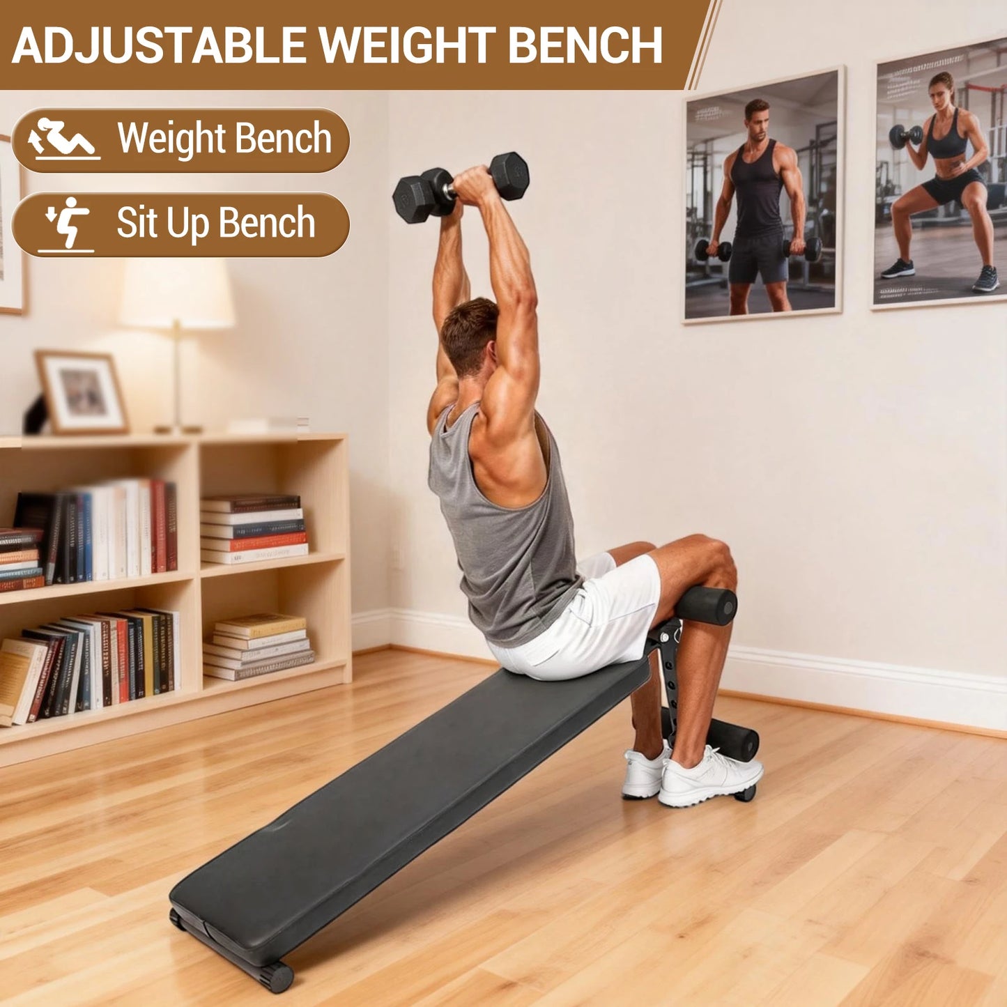Sit-Up Bench, Folding Adjustable Workout Bench for Ab Exercise,Easy Assembled,Weight Capacity 220 LBS for Home Gym Exercise