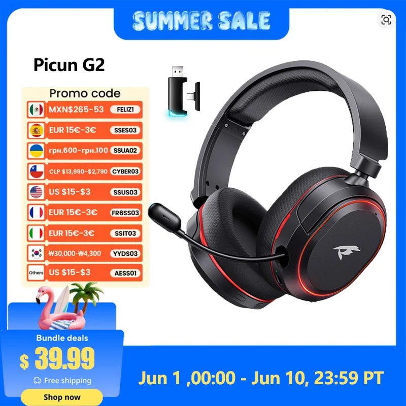 G2 2.4G Wireless Gaming Headset Bluetooth Headphones 5ms Low Latency 7.1 Surround ENC Mic For PC PS4 PS5 Phone Switch