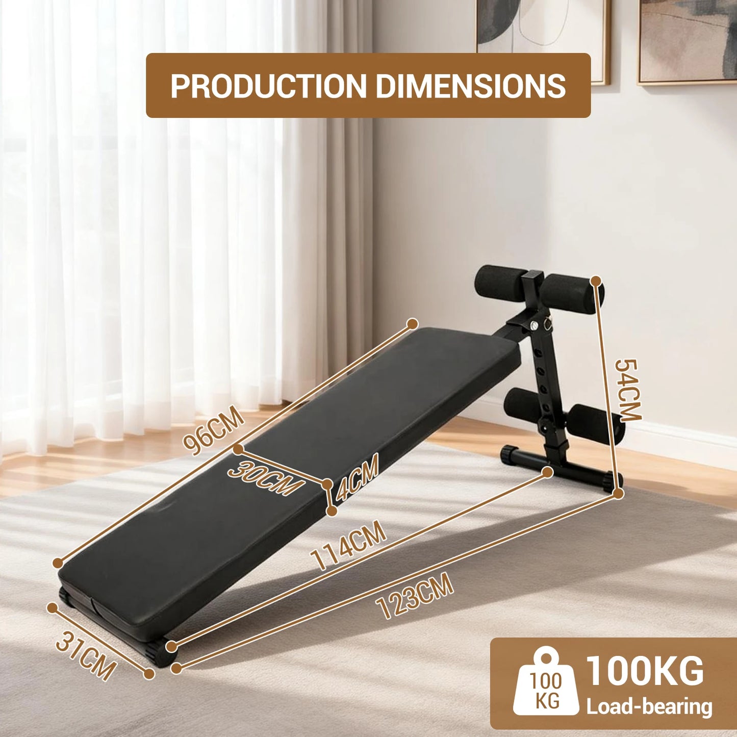 Sit-Up Bench, Folding Adjustable Workout Bench for Ab Exercise,Easy Assembled,Weight Capacity 220 LBS for Home Gym Exercise