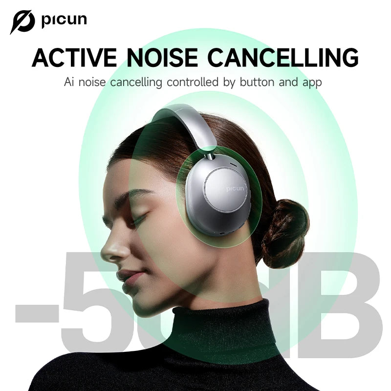 Active Noise Cancelling Bluetooth Headset Hi-Res ANC Head Tracking 3D Audio Wireless Headphones APP Control Low Latency