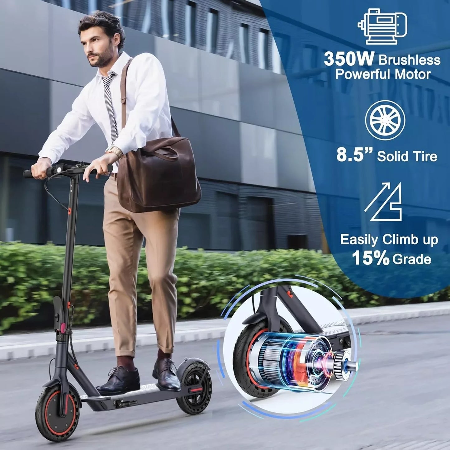 LADPED LP60 Electric Scooter 350W 19mph Max Speed 8.5inch tire Folding Electric Scooter 16miles Max Range for Adult