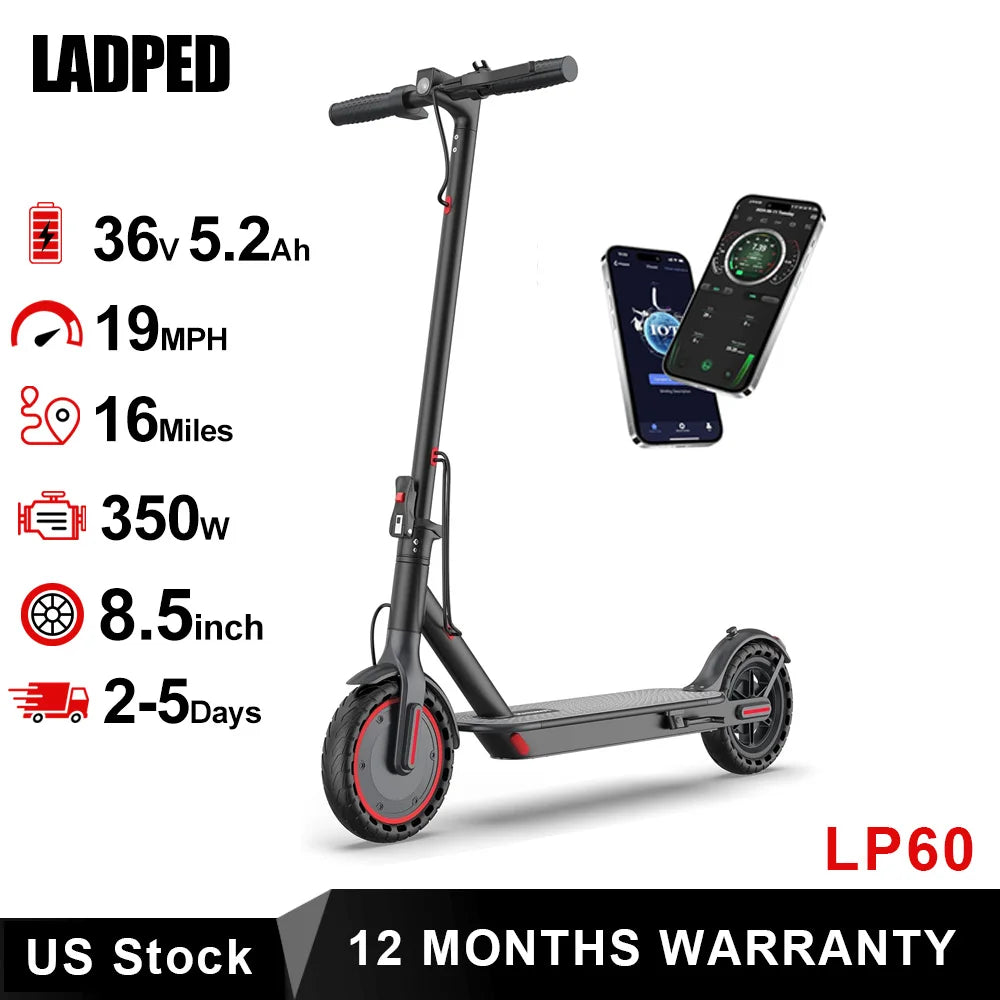 LADPED LP60 Electric Scooter 350W 19mph Max Speed 8.5inch tire Folding Electric Scooter 16miles Max Range for Adult