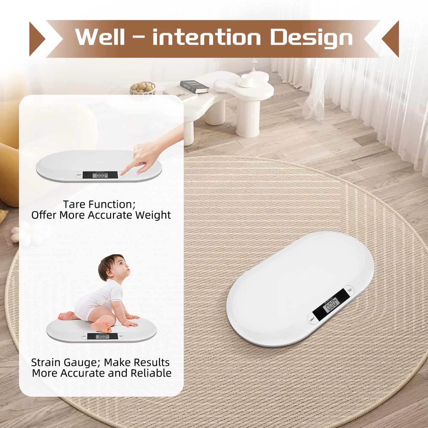 Digital Baby Scale – 44lb Capacity, High Precision Strain Gauge, Auto Shut-Off, Overload Indicator, Multi-Unit Display (kg/lb/st