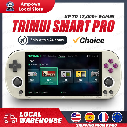 Smart Pro Handheld Game Console 4.96'' IPS Screen Linux System Joystick RGB Lighting Trimui Retro Video Game Console Gift
