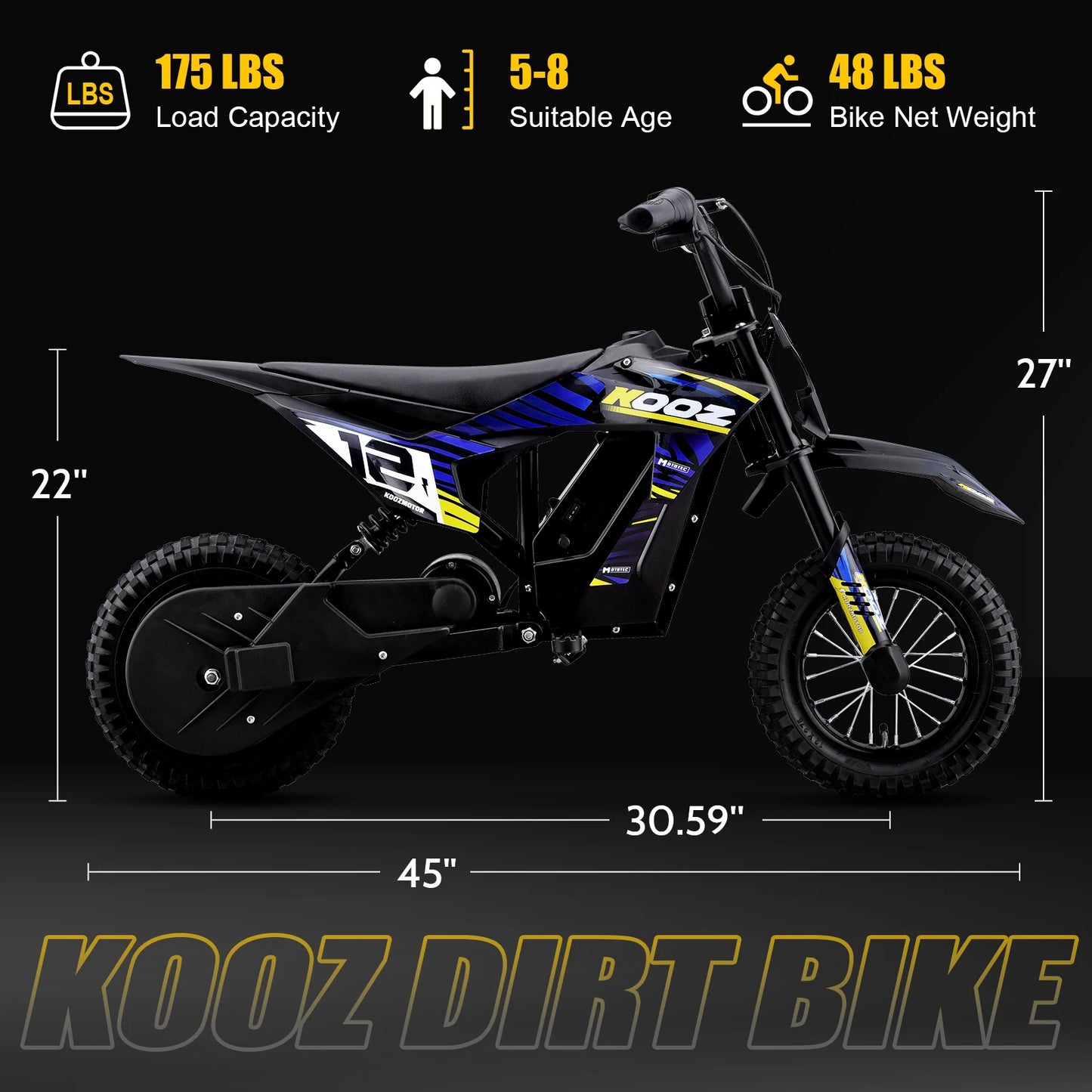 HP122E 36V 300W Electric Dirt Bike  for Kids, 3 Speed Modes, Electric Motorcycle Up to 15.5 MPH & 14 Miles Long-Range.
