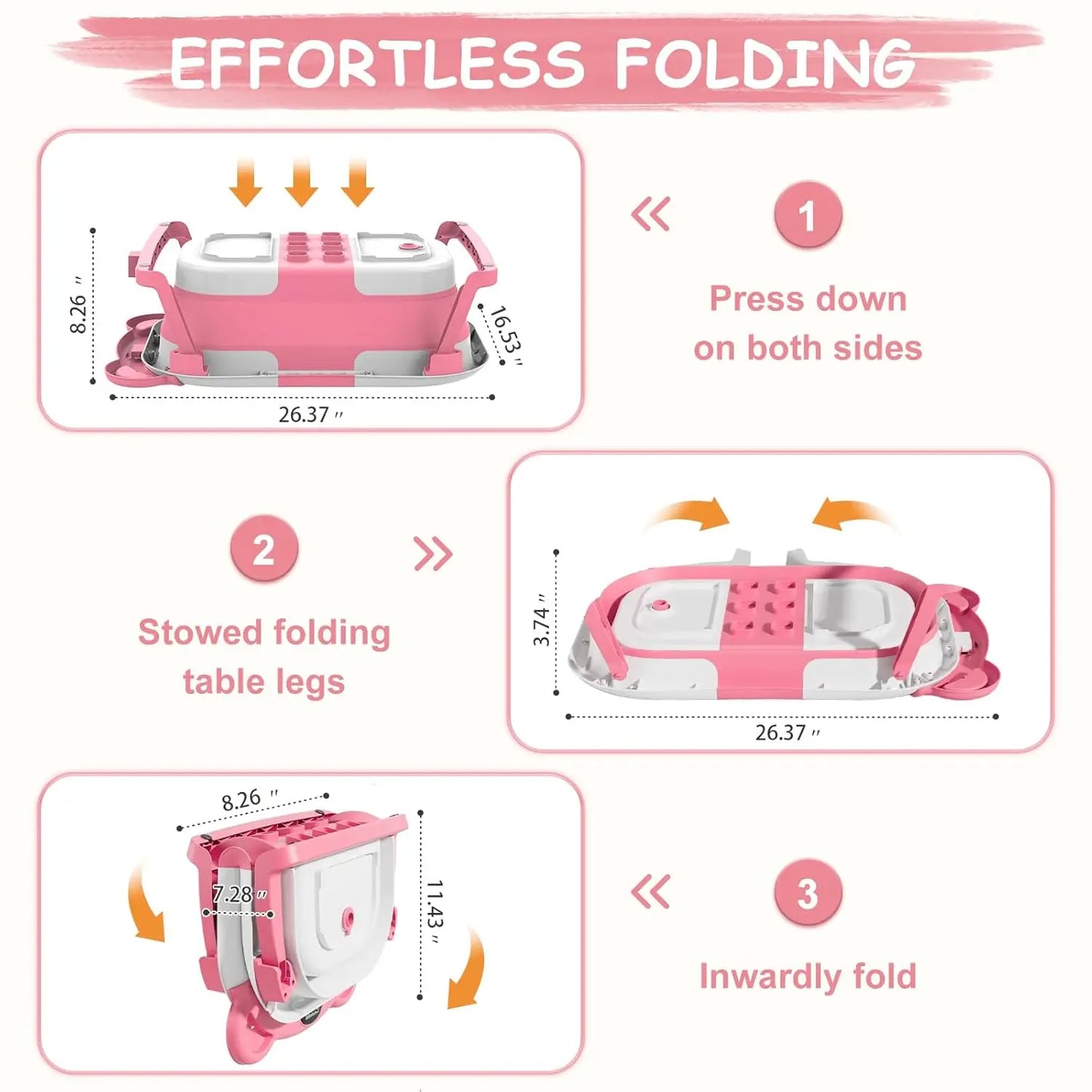 Portable Travel Bathtub, Collapsible Baby Bathtub, with Thermometer & 1 Soft Floating Cushion, with Drain Hole,For Baby 0-36 Month
