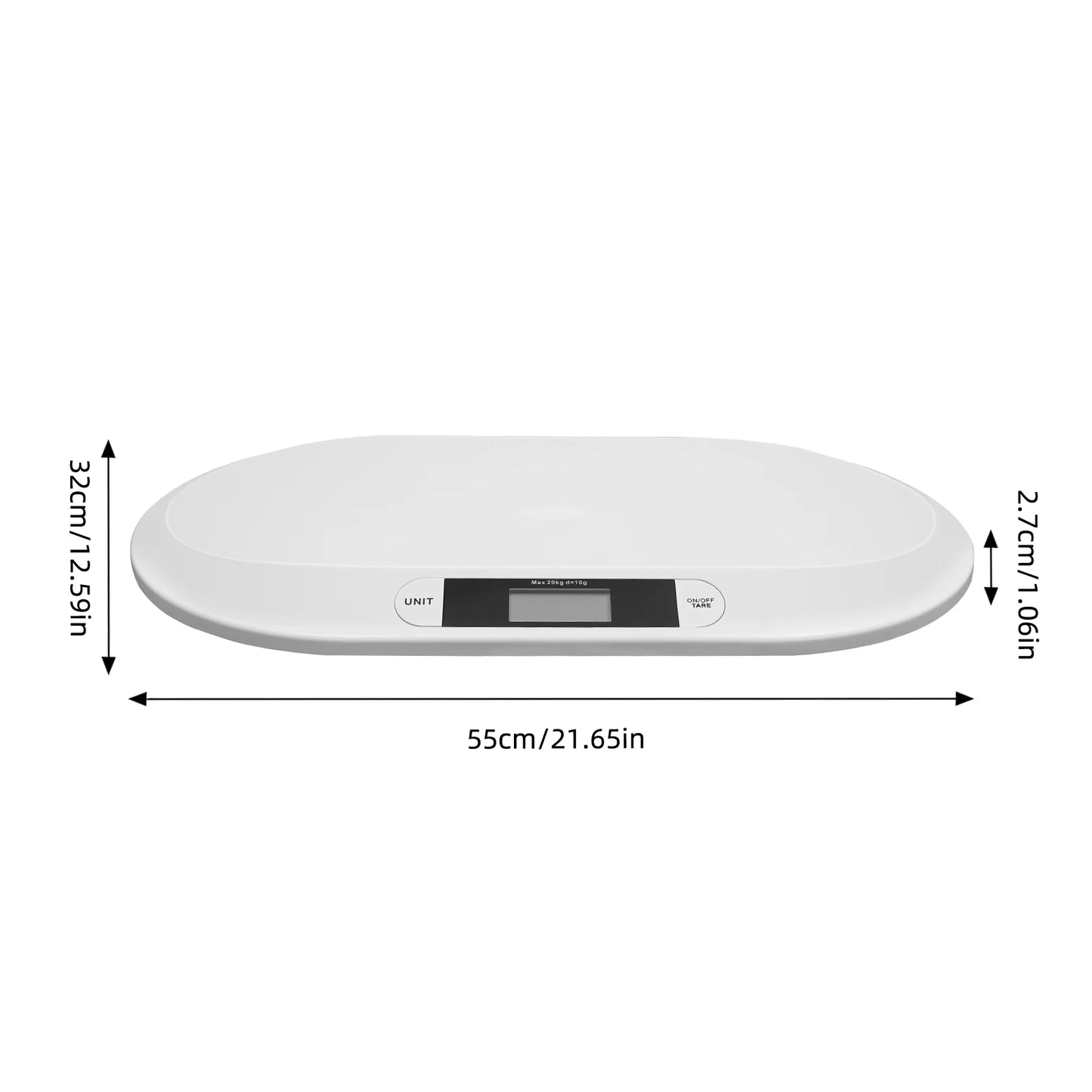 Digital Baby Scale – 44lb Capacity, High Precision Strain Gauge, Auto Shut-Off, Overload Indicator, Multi-Unit Display (kg/lb/st
