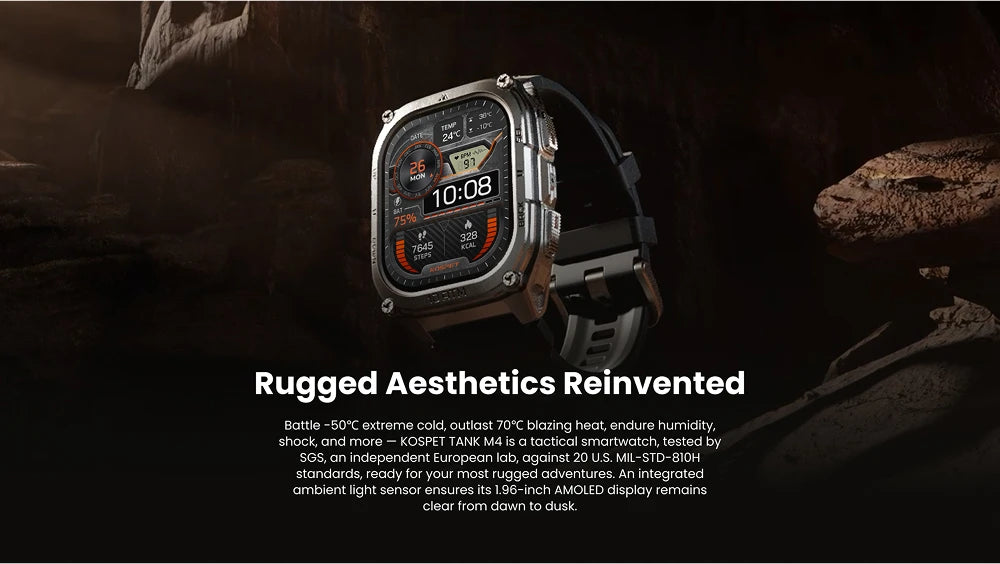 Tank M4 Smart Watch Stainless Steel 6-Sat GPS Offline Maps 10ATM Waterproof 45M Dive 24/7 Health Monitor for Android iOS