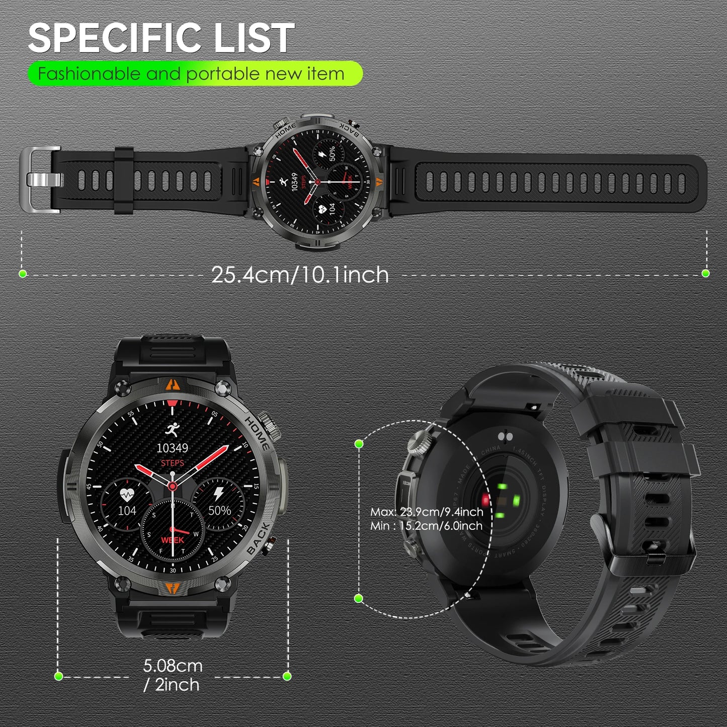 KE3 2025 New Bluetooth Call smartwatch for men Full Touch Screen With Health Monitor heart rate Flashlight Smart watch