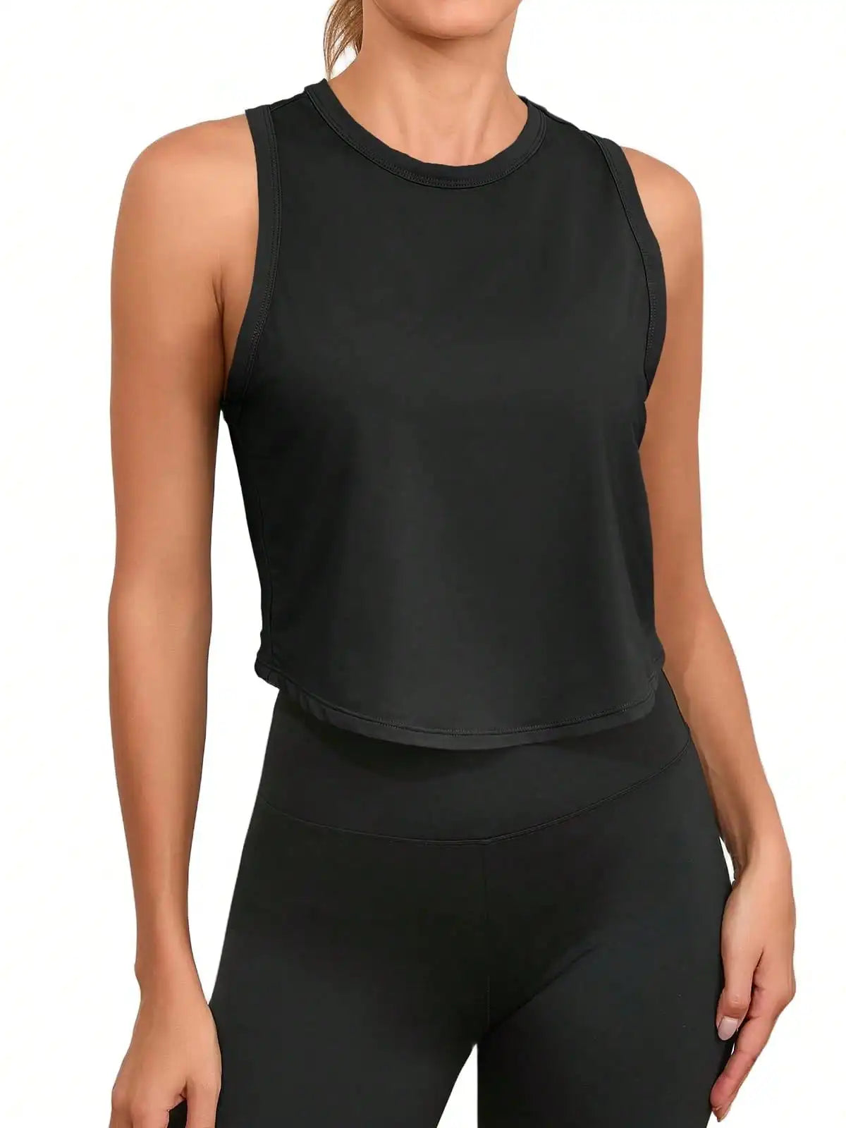 Women's Workout Cropped Tank Tops Racerback Sleeveless Crewneck Running Yoga Active Shirts
