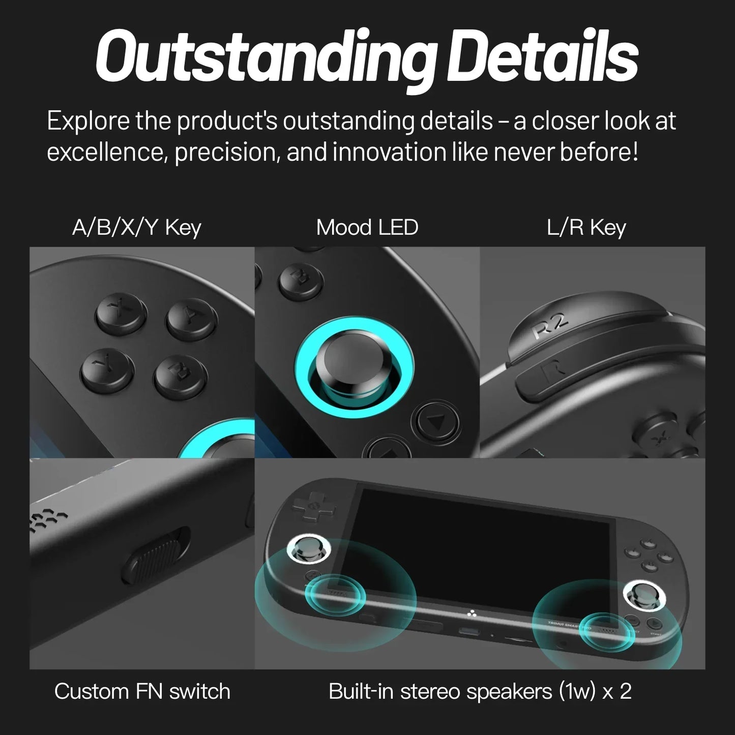 Smart Pro Handheld Game Console 4.96'' IPS Screen Linux System Joystick RGB Lighting Trimui Retro Video Game Console Gift
