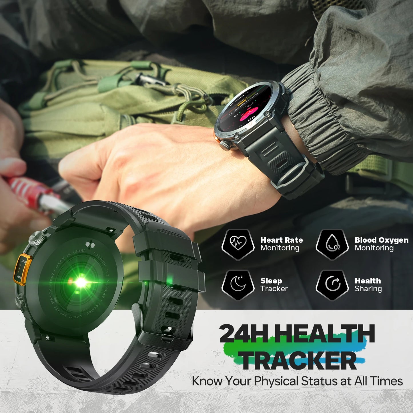 KE3 2025 New Bluetooth Call smartwatch for men Full Touch Screen With Health Monitor heart rate Flashlight Smart watch