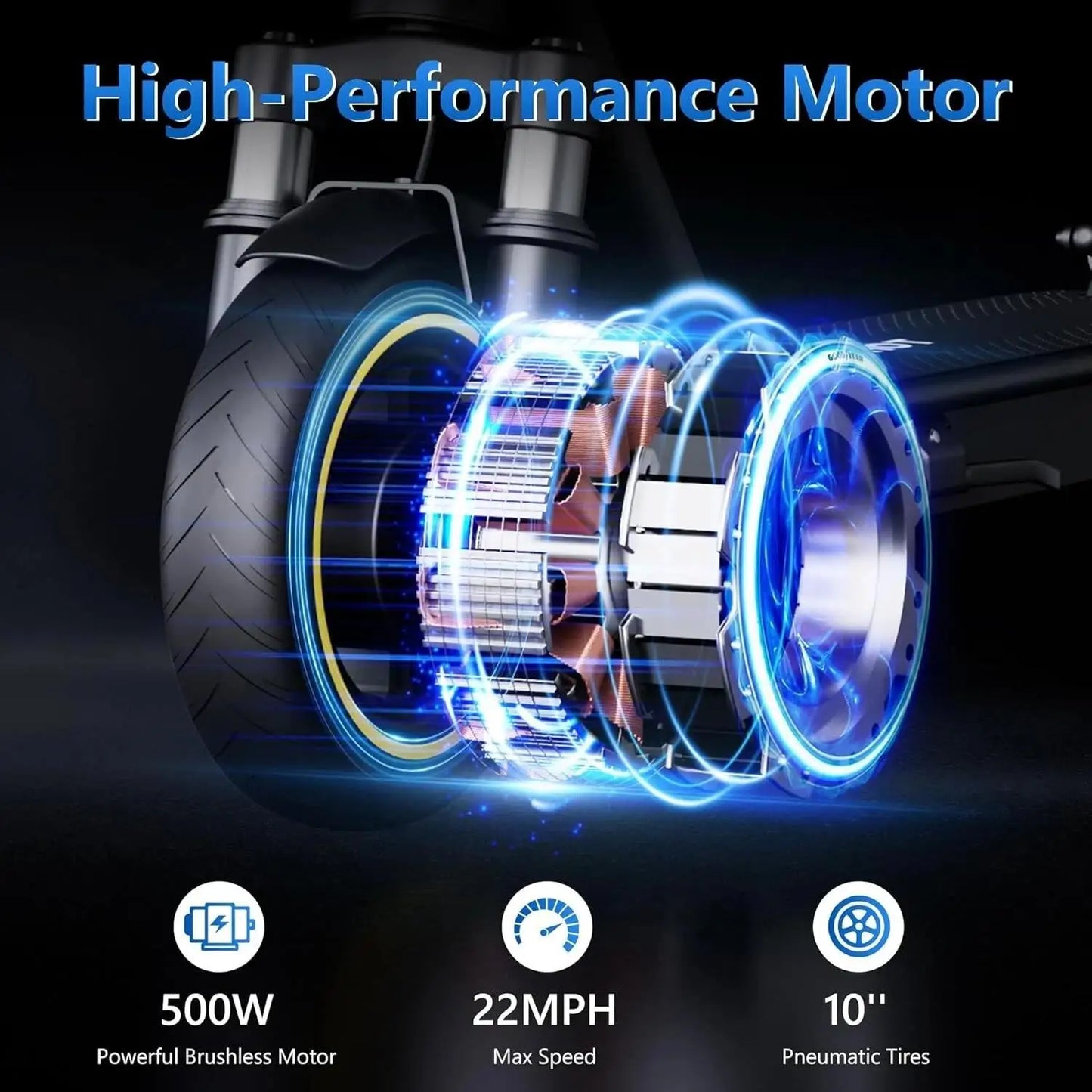 ESMAX Electric Scooter 500W 22mph Adult APP Smart Scooter 28miles Shock-absorbing Anti-skid Folding Electric Scooter