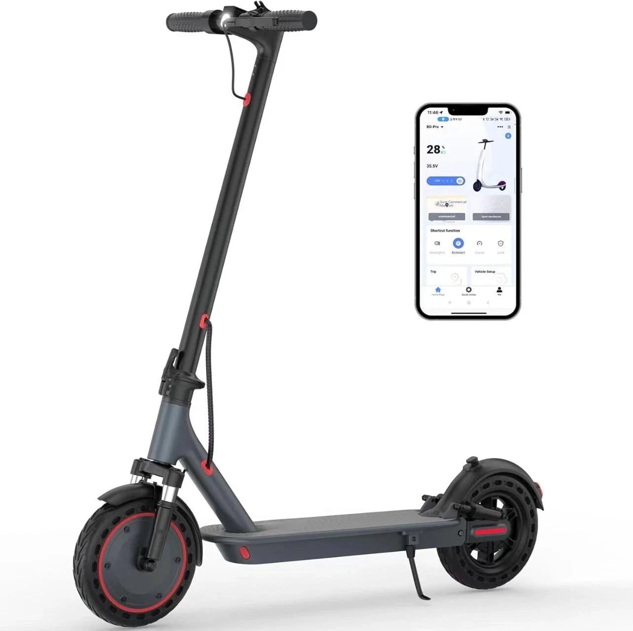 TMAX 10inch Electric Scooter 500W 22MPH Adult APP Smart Scooter Shock-absorbing Anti-skid Folding Electric Scooter