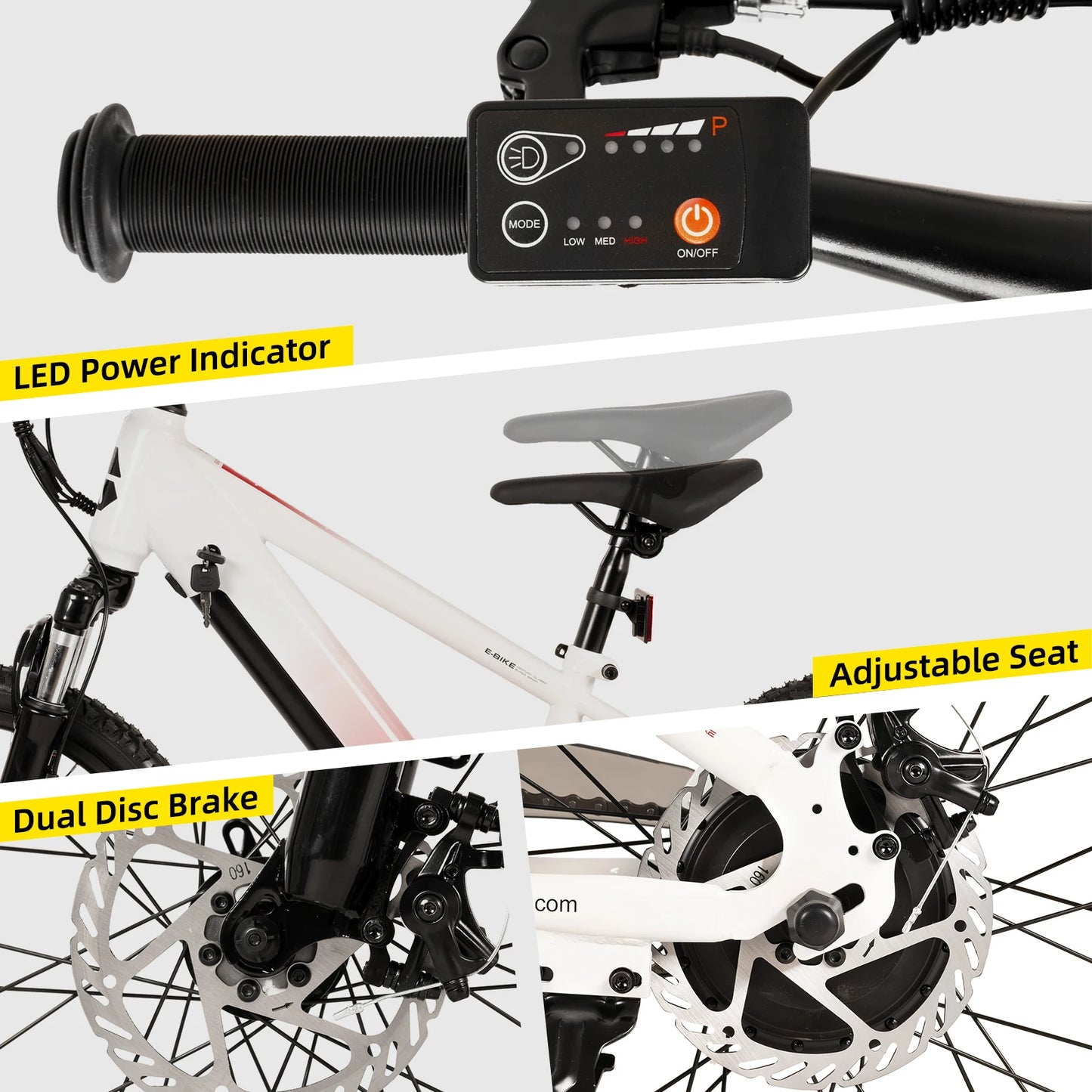 Electric Bike for Kids Teens Ages 7+ with 250W Motor, 15 Miles 15MPH Electric Mountain Bicycle Safe Mini E bikes