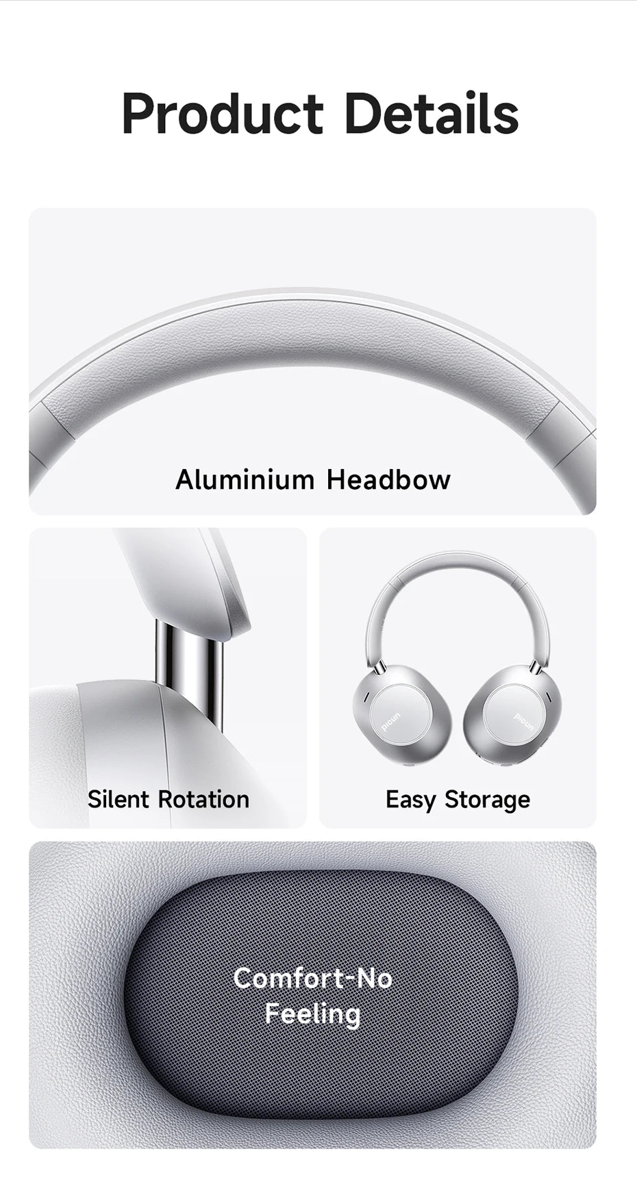 Active Noise Cancelling Bluetooth Headset Hi-Res ANC Head Tracking 3D Audio Wireless Headphones APP Control Low Latency