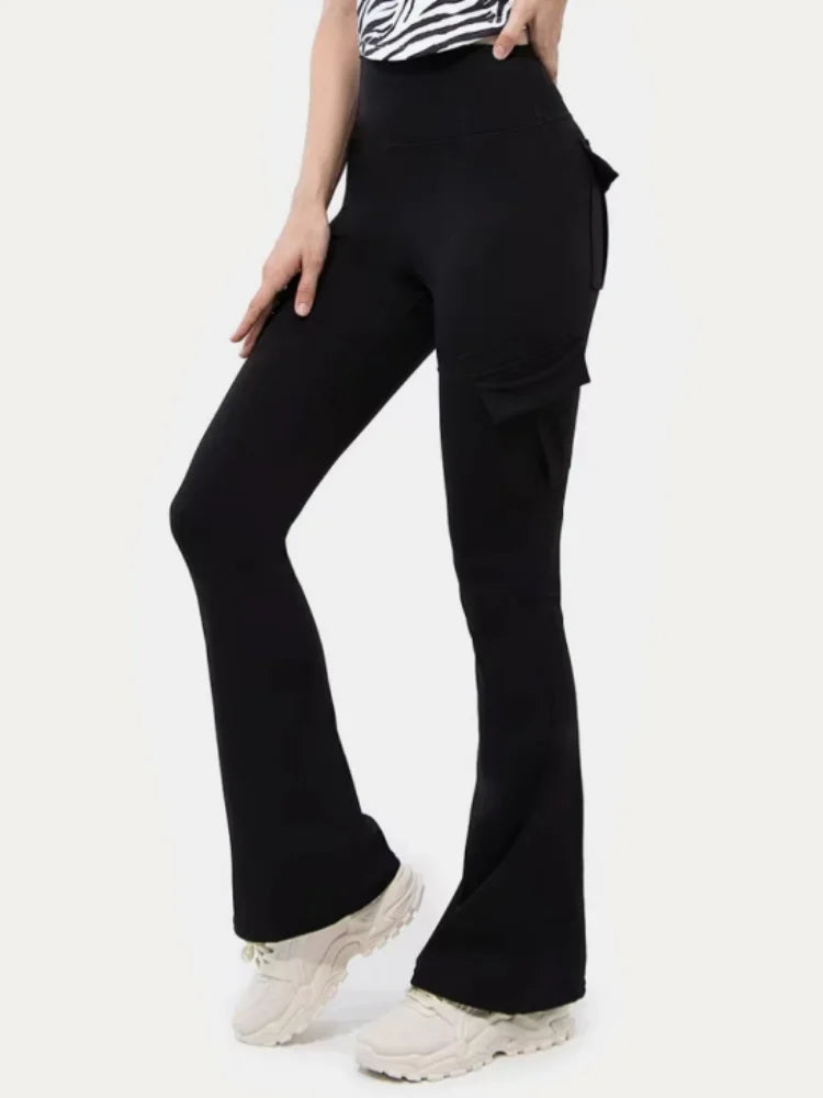 Women's Thick High-Waisted Yoga Pants with Pockets, Tummy-Control Workout Running Leggings