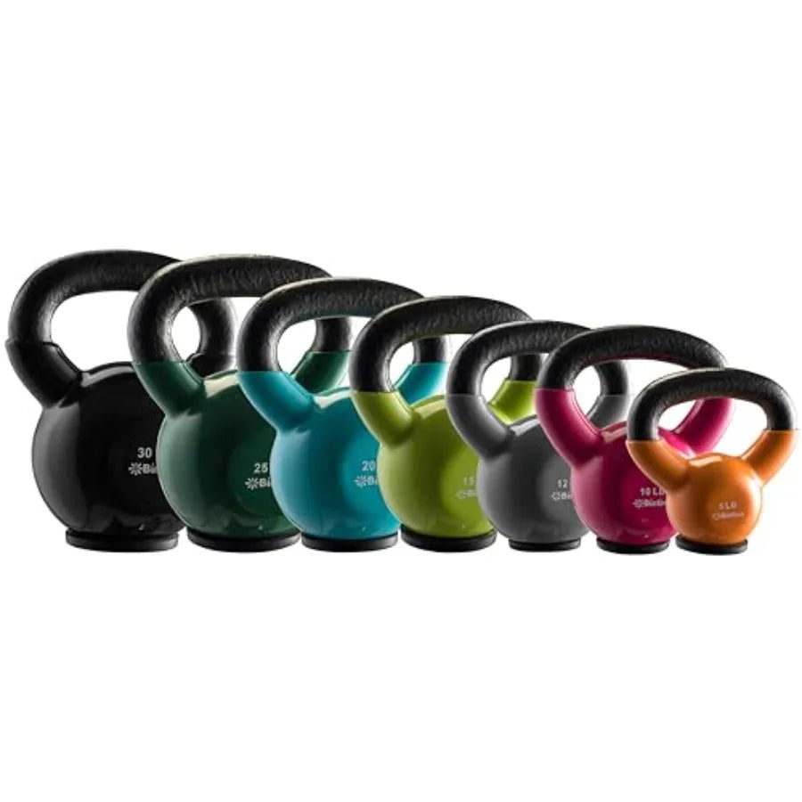 Professional Grade Kettlebell Sets for Home Workout - Cast Iron Kettlebells in Black with Protective Bottom for Men Women Stren