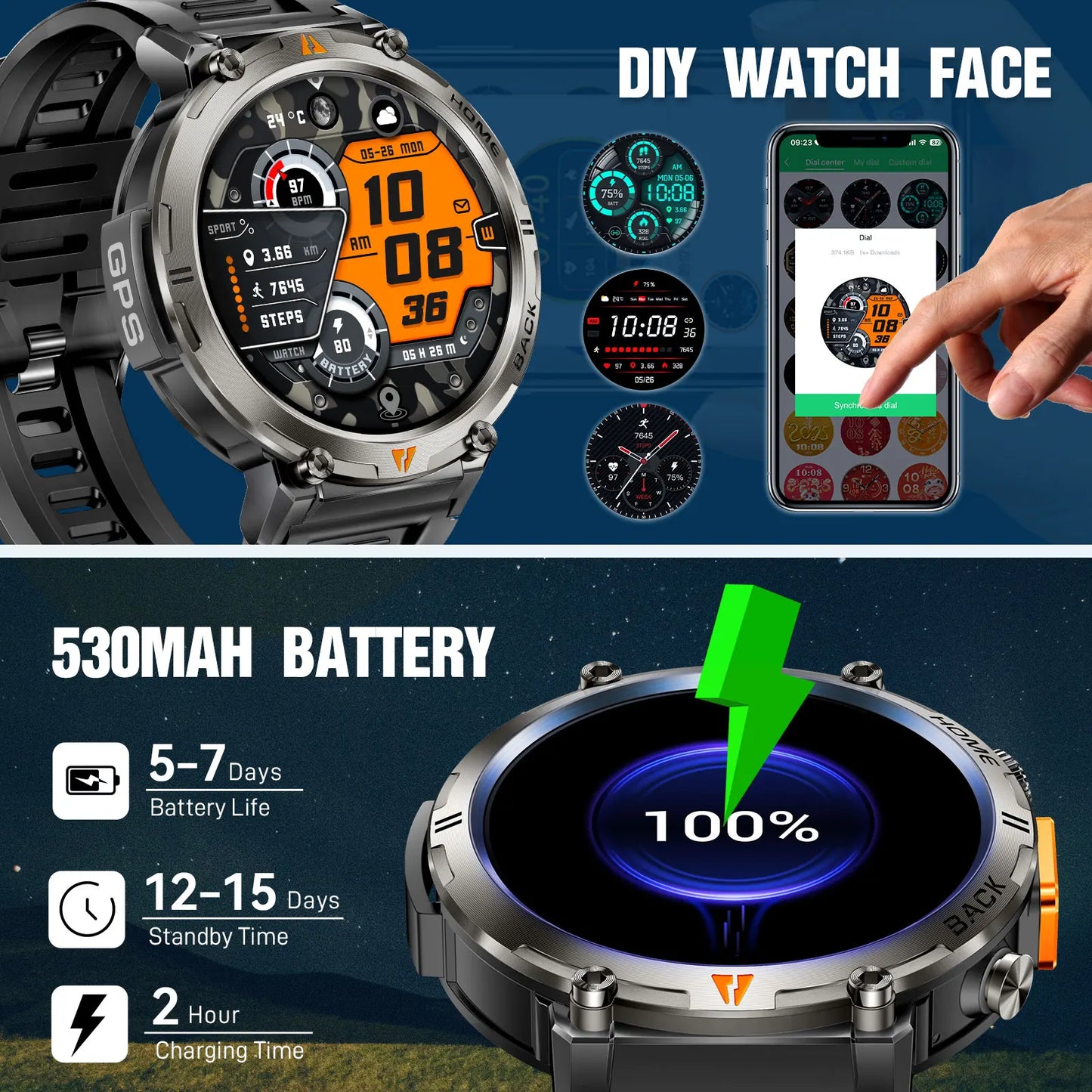 KE3 2025 New Bluetooth Call smartwatch for men Full Touch Screen With Health Monitor heart rate Flashlight Smart watch