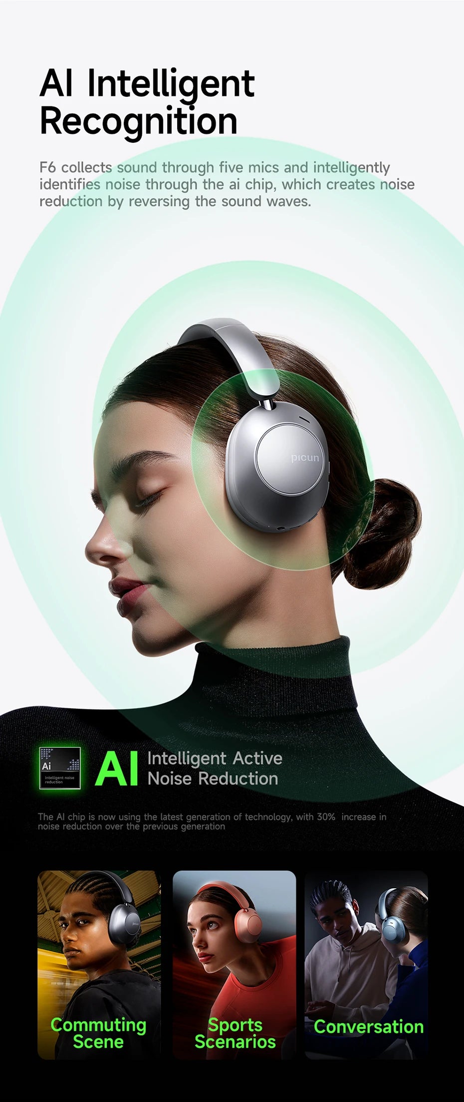 Active Noise Cancelling Bluetooth Headset Hi-Res ANC Head Tracking 3D Audio Wireless Headphones APP Control Low Latency