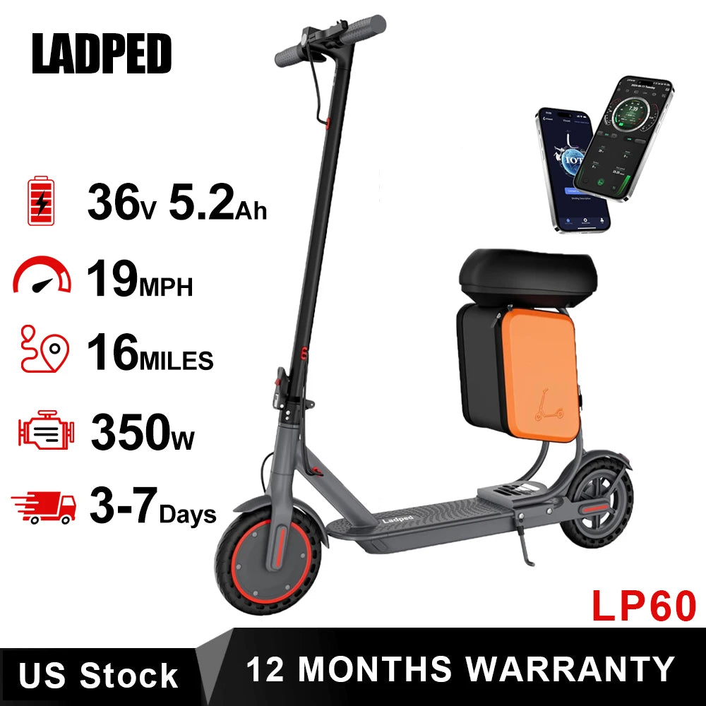 LADPED LP60 Electric Scooter 350W 19mph Max Speed 8.5inch tire Folding Electric Scooter 16miles Max Range for Adult