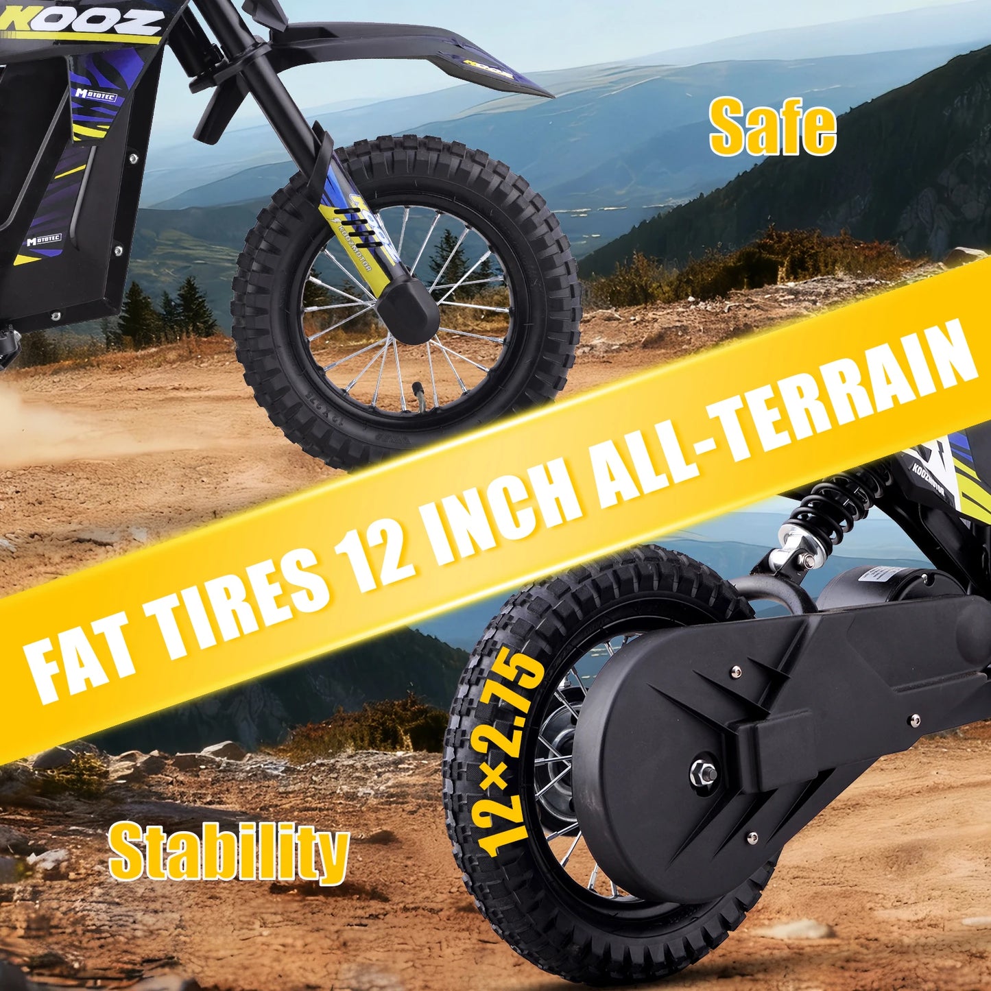 HP122E 36V 300W Electric Dirt Bike  for Kids, 3 Speed Modes, Electric Motorcycle Up to 15.5 MPH & 14 Miles Long-Range.