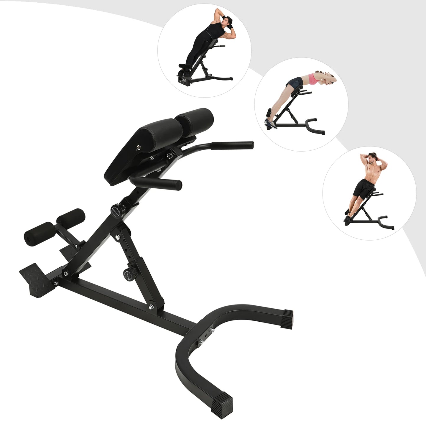 103*70*113 cm/ 40.55*27.55*44.48 in Black Home Fitness Workout Roman Chair Hyperextension Back Extension Bench Adjustable